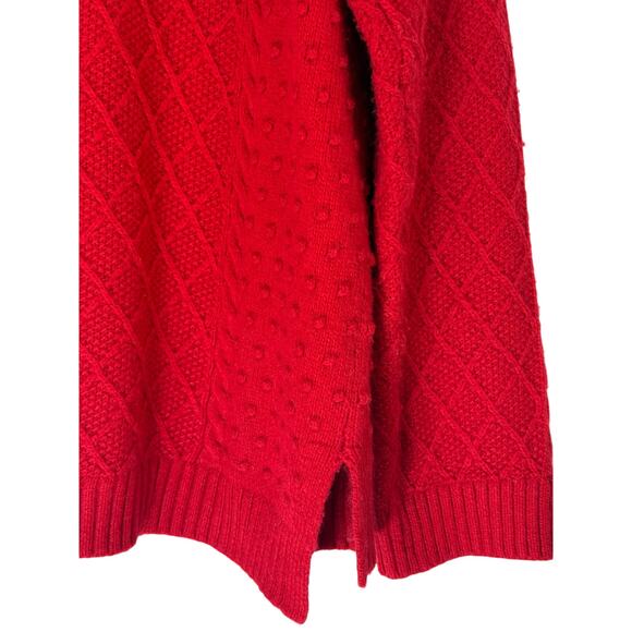 Ann Taylor Red Long Sleeve Cable Knit V-neck Cardigan Casual Cozy Sweater Size L - Picture 6 of 9